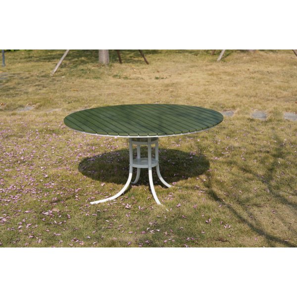 Rund hagem�belgruppe | 6 stoler | �135 cm bord | Gr�nn/hvit | Gl�nta