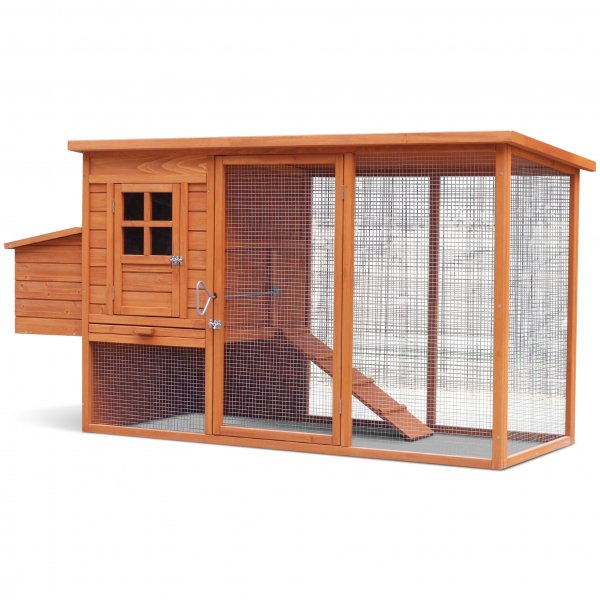 Hønsehus med hønsegård | Lett å rengjøre | Ferdig byggesett | 2x0,7x1m Hønsehus med hønsegård | Lett å rengjøre | Ferdig byggesett | 2x0,7x1m
