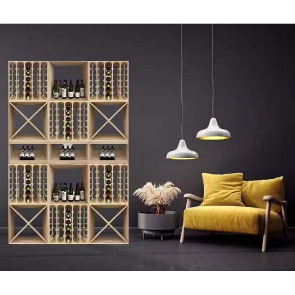 Vinhylle i tre 60x30x30cm | Naturlig furu | Kompakt design og holdbar oppbevaring