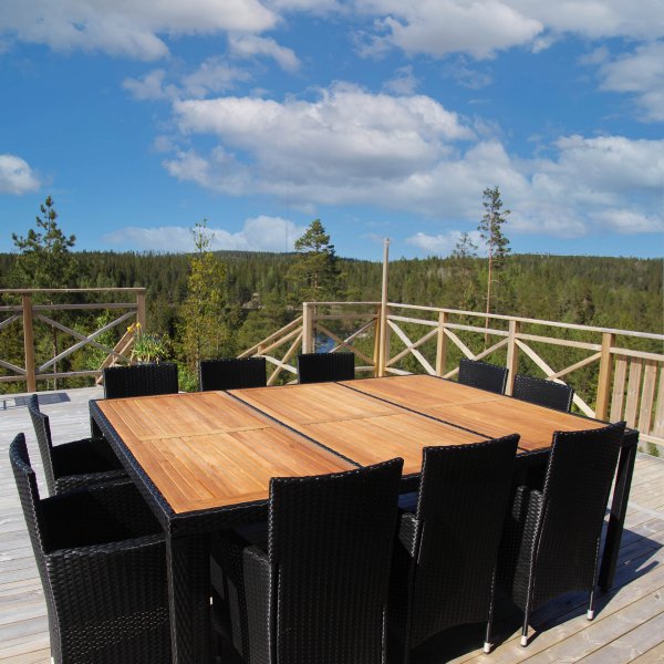 Stor spisegruppe 220x160cm utembler - 10 stoler - Lyfco Svanesund