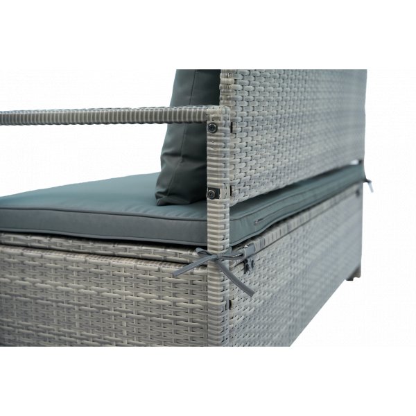 Hagebenk med oppbevaring | 129 cm | Kunstrotting grå | Puter inkludert | Boxvik Hagebenk med oppbevaring | 129 cm | Kunstrotting grå | Puter inkludert | Boxvik