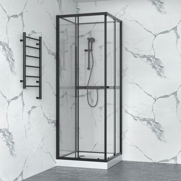 Dusjkabinett med sort ramme | Aluminium og 6mm sikkerhetsglass | Sara Dusjkabinett med sort ramme | Aluminium og 6mm sikkerhetsglass | Sara