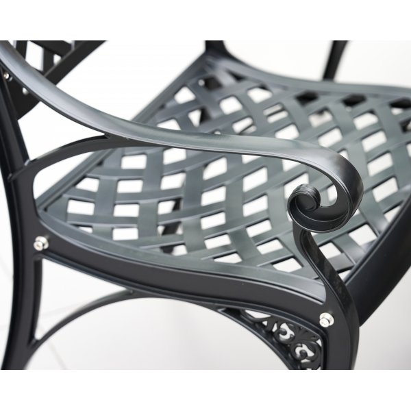 Rund hagemøbelgruppe i aluminium | Ø130 cm | 6 stoler | Svart Rund hagemøbelgruppe i aluminium | Ø130 cm | 6 stoler | Svart