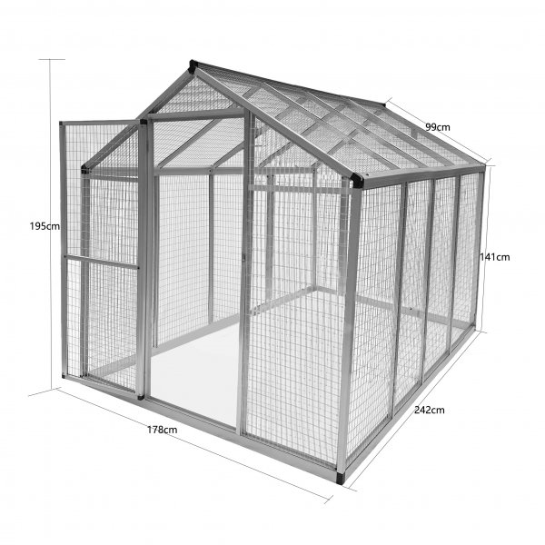 Fuglehus | Aluminium og Jernnett | 242x178x195cm Fuglehus | Aluminium og Jernnett | 242x178x195cm