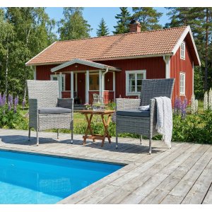 2-pakning spisestol i kunstrotting | Gr� | Puter inkludert