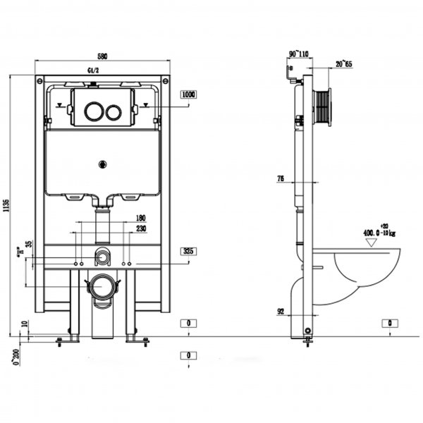 Toalettpakke vegghengt toalett & Skjult sisterne | Svart