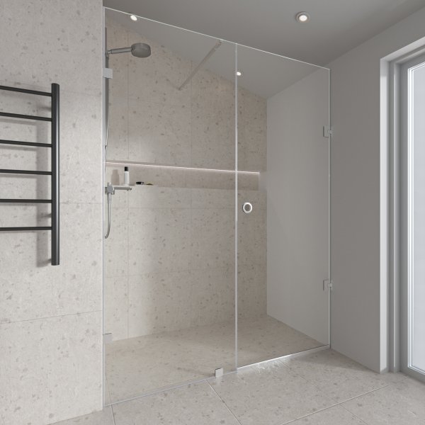 Dusjhjørne/dusjvegger 80x80x210cm | Klart glass med kromdetaljer | Avery Dusjhjørne/dusjvegger 80x80x210cm | Klart glass med kromdetaljer | Avery