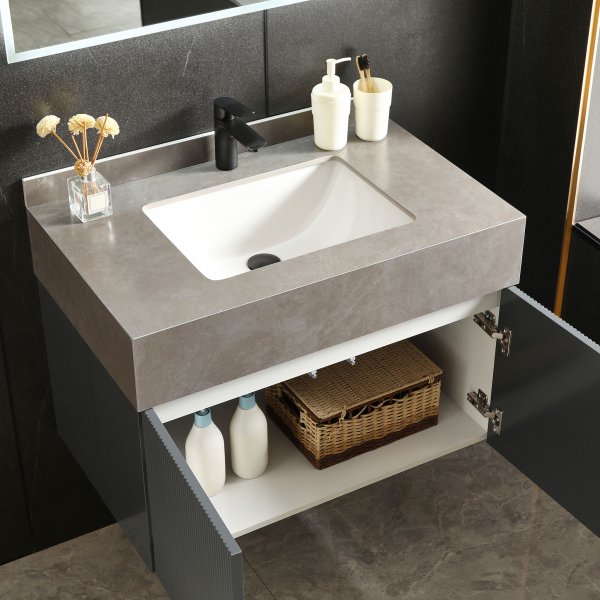 Baderomspakke | Slitesterk sintret stein | LED speil | Cirrus gr