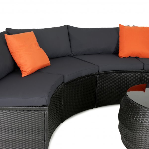 Stor rund loungesett med innebygd oppbevaring til puter - 6 sitteplasser Stor rund loungesett med innebygd oppbevaring til puter - 6 sitteplasser