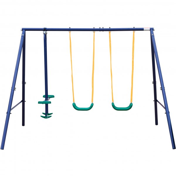 Utendørs lekehuske for barn | 1 dobbel huske + 2 enkle husker Utendørs lekehuske for barn | 1 dobbel huske + 2 enkle husker