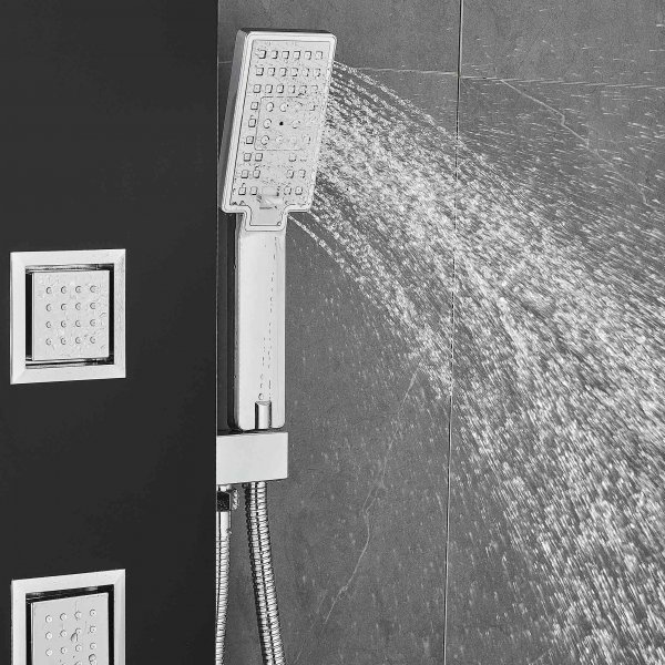 Dusjpanel i svart-hvitt rustfritt stål | Stella Dusjpanel i svart-hvitt rustfritt stål | Stella