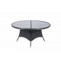 Rundt utebord med herdet glass | �150 cm | Tyl�sand svart