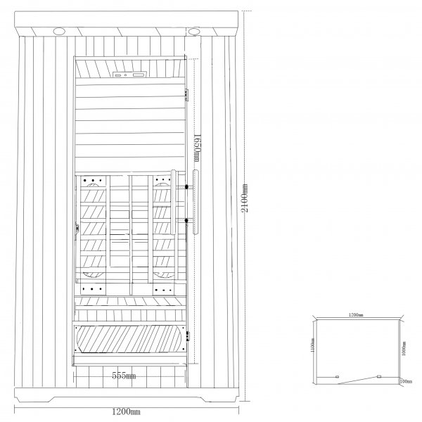 IR sauna - 1-2 personer | Full h�yde 210cm | Nivala