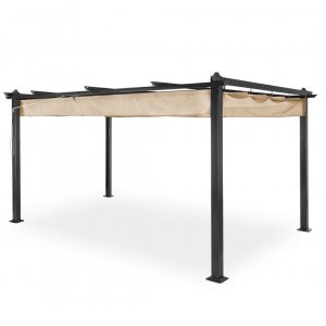 Pergola i aluminium 300x400 cm | Justerbart solskjerming, mørkgrå, uteplass og hage Pergola i aluminium 300x400 cm | Justerbart solskjerming, mørkgrå, uteplass og hage