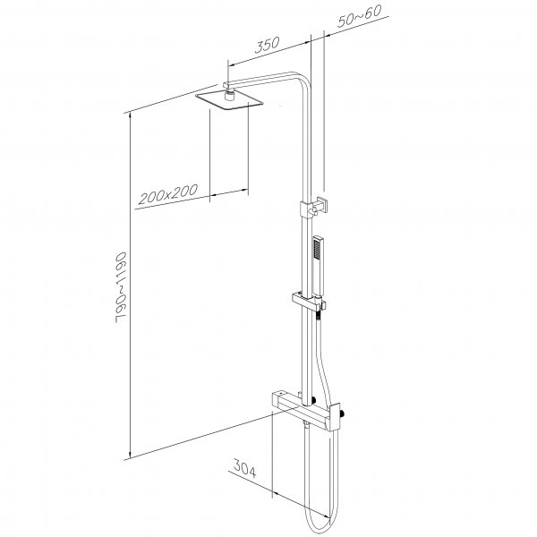 Takdusjsett i krom | 20 x 20 cm takdusj og h�nddusj, Cindy