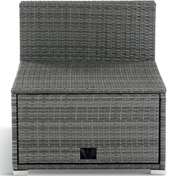 Loungemøbler i grå kunstrotting | Smart integrert oppbevaring av puter Loungemøbler i grå kunstrotting | Smart integrert oppbevaring av puter