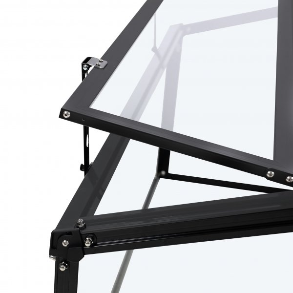 Minidrivhus med to åpningsbare dører V-tak | 4mm sikkerhetsglass | Svart Minidrivhus med to åpningsbare dører V-tak | 4mm sikkerhetsglass | Svart