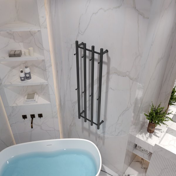 Elektrisk hndkletrker 37,5x120x15,5cm | Vertikal | Mattsvart