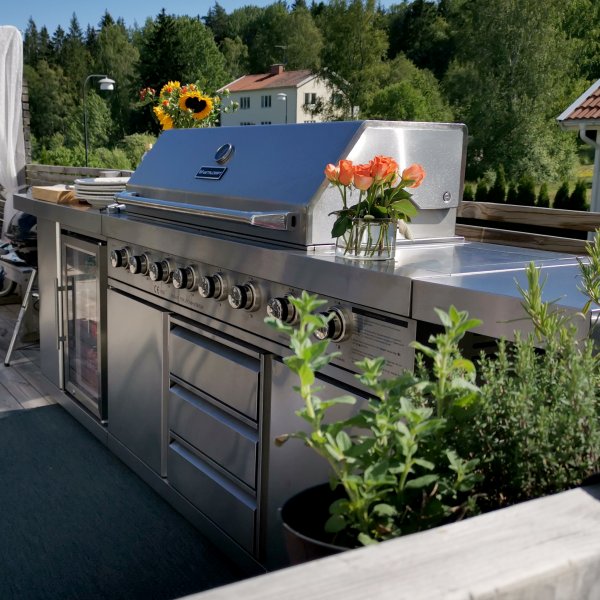 Stor rustfri gassgrill/utekjkken med varmluftsfunksjon | New Orleans