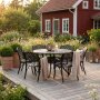 Rund hagem�belgruppe i aluminium | �130 cm | 6 stoler | Svart