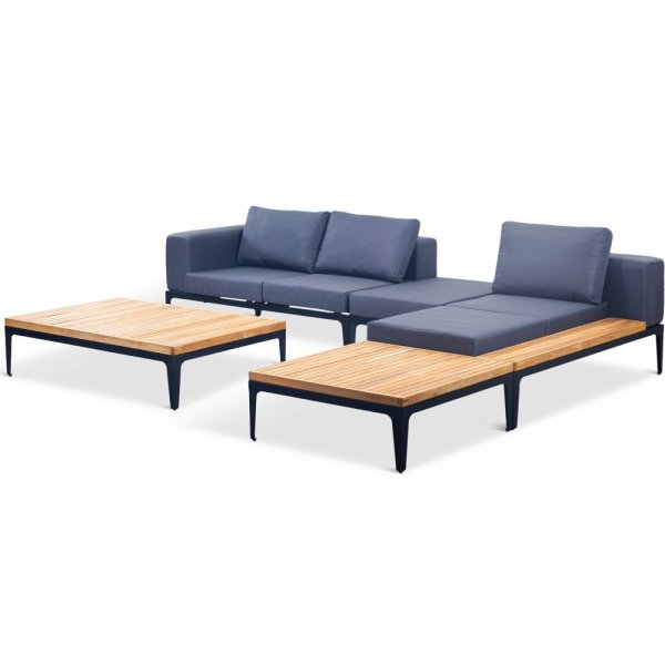 Eksklusiv loungegruppe i teak og aluminium - Bjrkskr
