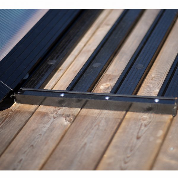 Bassengtak 4x8m med sidod�rr | Solid polykarbonat 4mm | Svart