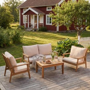 Loungegruppe i akasietre | Moderne hagem�bler med sofa og bord | Lyfco Toronto