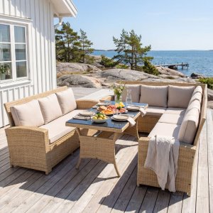 Sofagruppe utemøbler | Hjørnesofa og 3-seter | Puter inkludert | Sannäs Sofagruppe utemøbler | Hjørnesofa og 3-seter | Puter inkludert | Sannäs