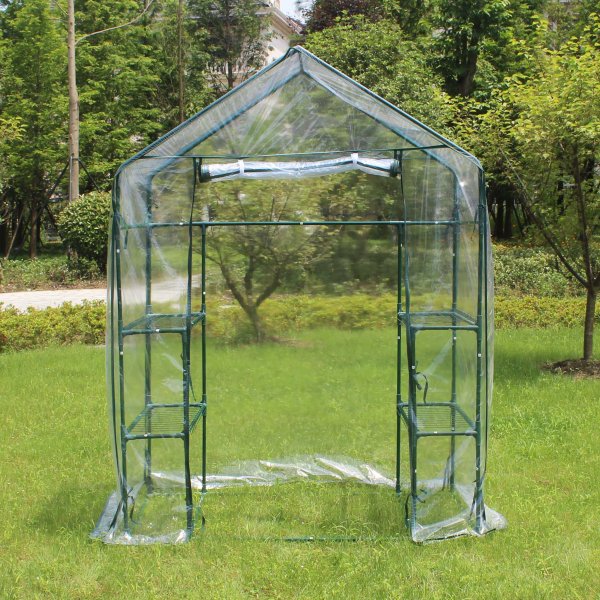 Lite drivhus i plast 1m² | Stålramme med PVC-belegg Lite drivhus i plast 1m² | Stålramme med PVC-belegg