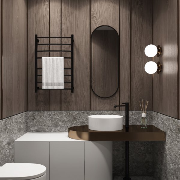 Elektrisk håndklestang 52x78x12,5cm | Svart Elektrisk håndklestang 52x78x12,5cm | Svart