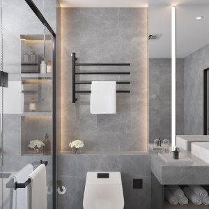 Stor elektrisk h�ndklestang 63x55x12,5cm | 9007 | Svart