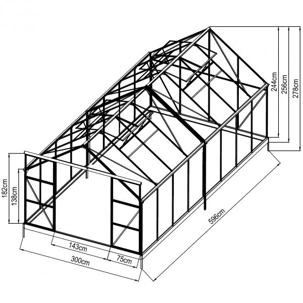 Drivhus 18m Premium | Ekstra hy dyrkingshyde | 6mm kanal plast