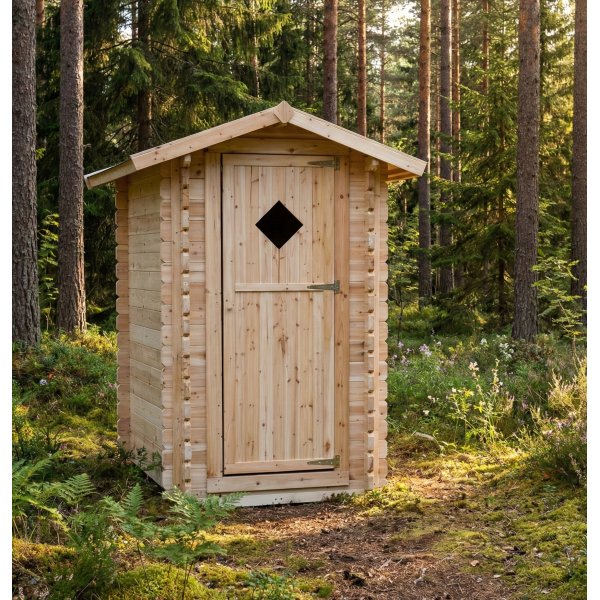 Utedo i tre | Utetoalett i furu | Komplett byggesett | 123 � 102 � 217,8 cm