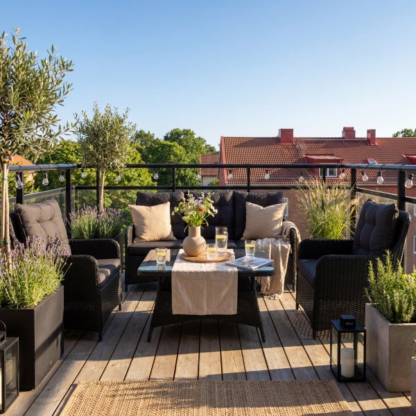 Sofagruppe utemøbler | Innebygd oppbevaring | Grå kunstrotting | Sannäs Sofagruppe utemøbler | Innebygd oppbevaring | Grå kunstrotting | Sannäs
