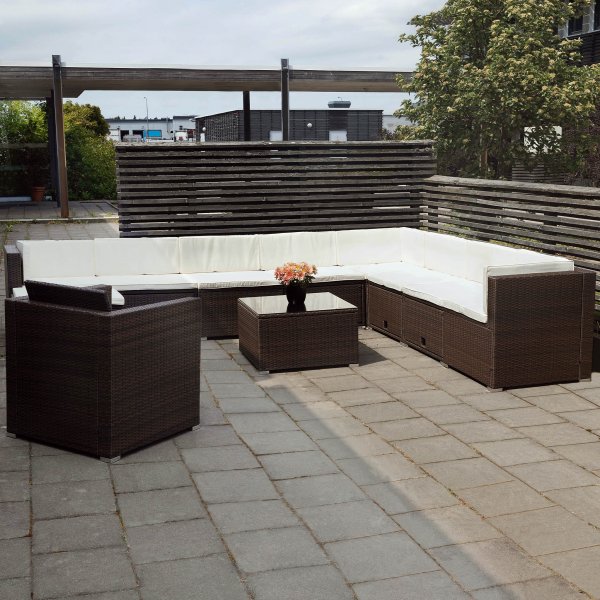 Stor loungegruppe utem�bler | Smart innebygd lagring | Kunstrotting