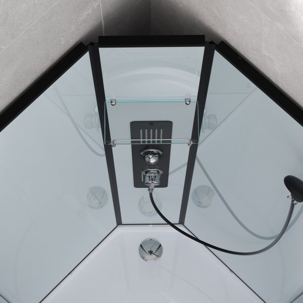 Komplett dusjkabinett - Flere spraymoduser - Regndusj - Sort profil Komplett dusjkabinett - Flere spraymoduser - Regndusj - Sort profil