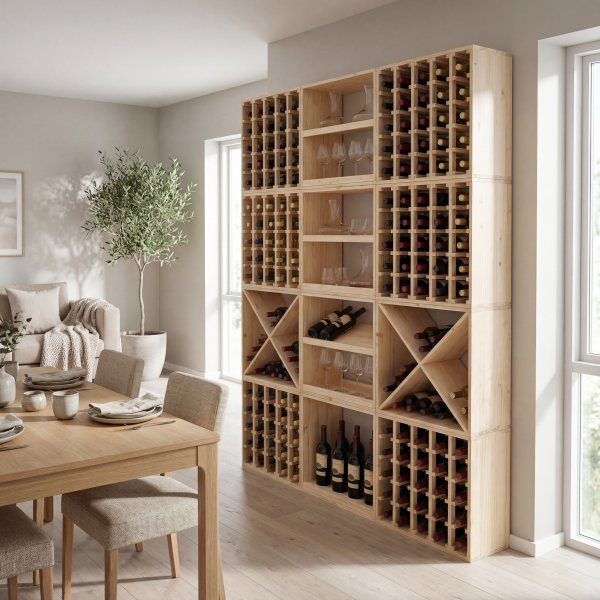 Vinstativ i tre for 25 flasker | B�rekraftig vinstativ for vinoppbevaring i hjemmet