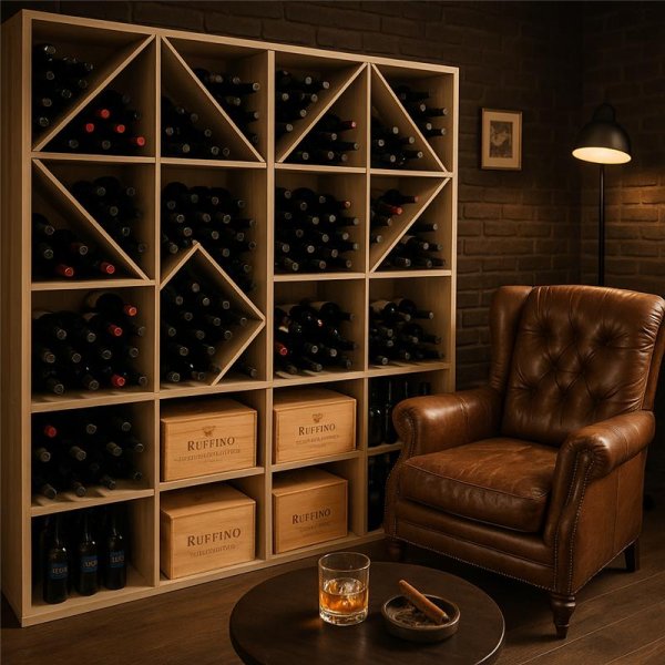 Oppbevaringsboks i tre for vin | 60x60x30 cm | Naturlig furu