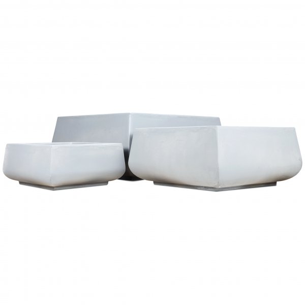 Fiberarmerte utepotter | 3-pakning | Lysegr