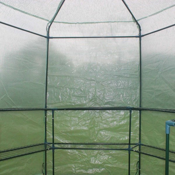 Sekskantet plastdrivhus 3,8m� | St�lramme med PE plastdeksel