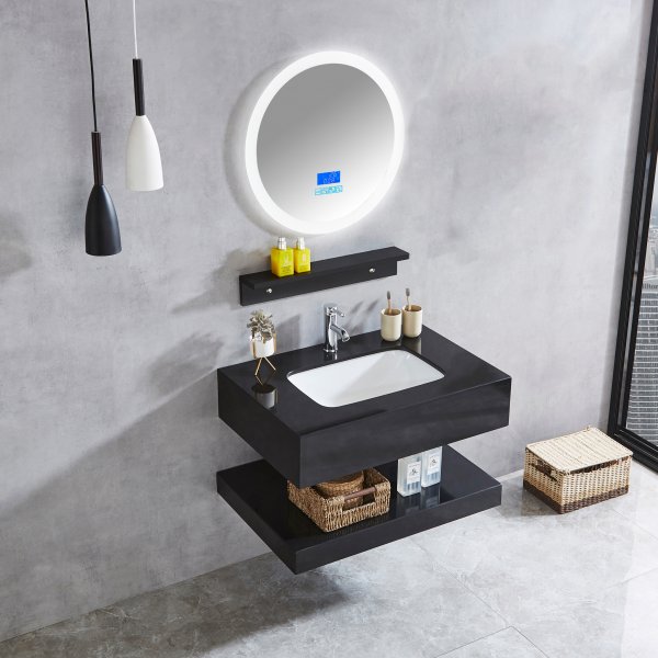 Baderomsmbler marmor | LED speil med dimmer og bluetooth