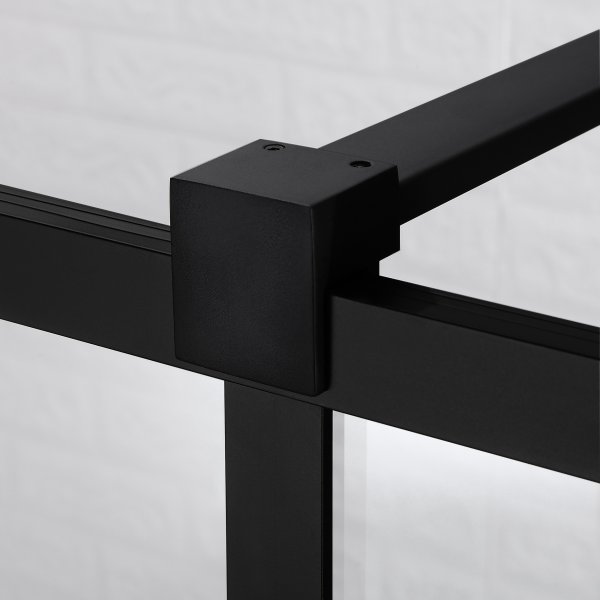 Stilig dusjvegg med sorte lameller | 6 mm sikkerhetsglass Stilig dusjvegg med sorte lameller | 6 mm sikkerhetsglass