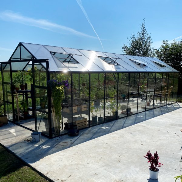 Drivhus i glass 19m� | 5 �rs stormgaranti | 4 mm sikkerhetsglass