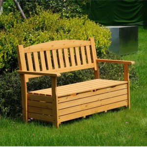 Hagebenk i tre med oppbevaring | Benk med oppbevaringsboks | 125 � 59 � 88 cm