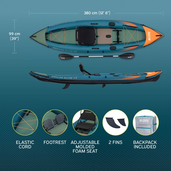 Fiskekajakk HydroForce Angler Elite 380x99 cm | Fish ruler, ripstop, komplett sett, Bestway 65197 Fiskekajakk HydroForce Angler Elite 380x99 cm | Fish ruler, ripstop, komplett sett, Bestway 65197