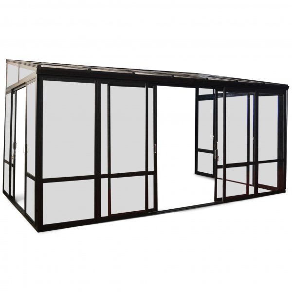 Uterom 14,8 m� | Sikkerhetsglass, kanalplast, aluminiumramme, svart