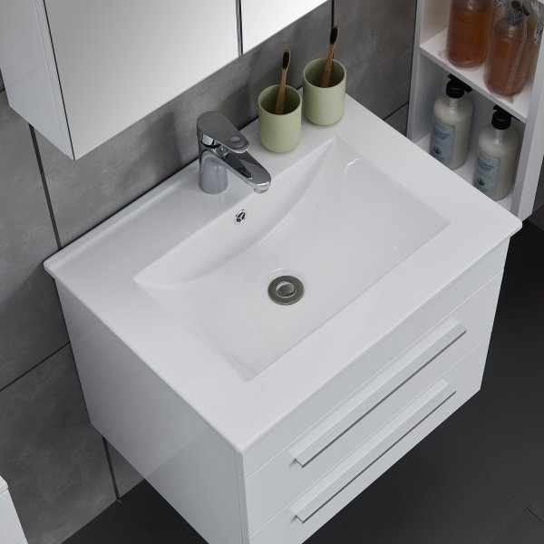 Stort baderomspakke | Kommode med vask| Høyglans hvit Stort baderomspakke | Kommode med vask| Høyglans hvit