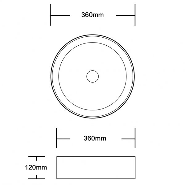 Rund servant 36cm | Trendy sort/hvitt design | Keramikk/porselen Rund servant 36cm | Trendy sort/hvitt design | Keramikk/porselen