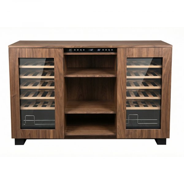 Vinskap Twin | Doble vinskap, 2 temperatursoner | 24 flasker | Mørkt tre Vinskap Twin | Doble vinskap, 2 temperatursoner | 24 flasker | Mørkt tre