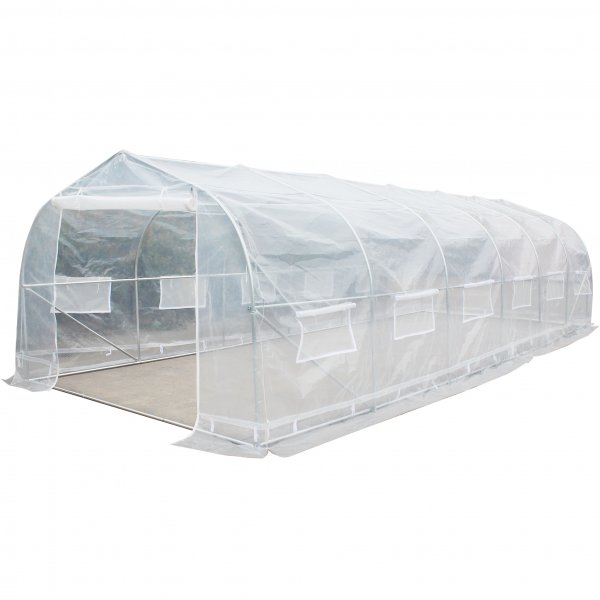 Tunneldrivhus 24m² | Stålramme med transparent PE plastdeksel Tunneldrivhus 24m² | Stålramme med transparent PE plastdeksel